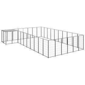 Dog Kennel Black 208.4 ftÂ² Steel