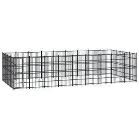 Outdoor Dog Kennel Steel 357.1 ftÂ² (Color: black)