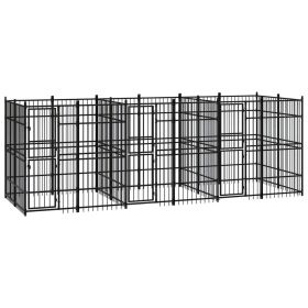 Outdoor Dog Kennel Steel 119 ftÂ² (Color: black)