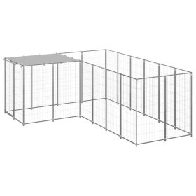 Dog Kennel Silver 52.1 ftÂ² Steel (Color: Silver)