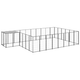 Dog Kennel Black 169.3 ftÂ² Steel (Color: black)