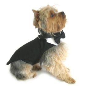 Black Dog Harness Tuxedo w/Tails, Bow Tie, and Cotton Collar (size: 2X-Large)