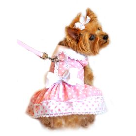 Polka Dot and Lace Dog Dress Set with Leash (Color: pink, size: medium)